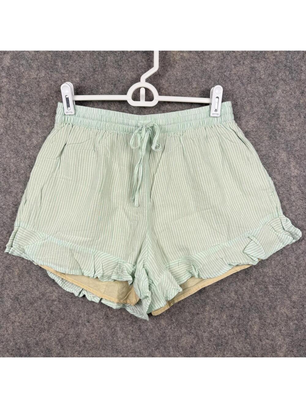 American Eagle Ruffle Hem Shorts Pockets Elastic Waist Lining Small 2.5 352